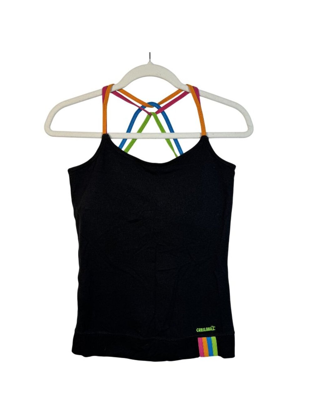 Cariloha Womens Bamboo Fit Black Tank Top Multicolor Racer Back Straps Size M